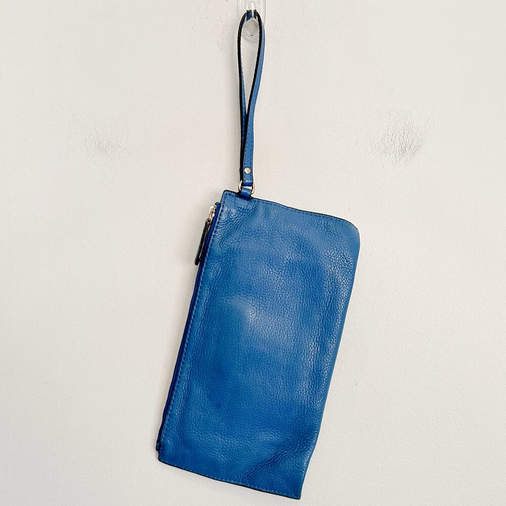 Michael Kors Pebbled Leather Zip Wallet Wristlet Blue - Picture 5 of 8